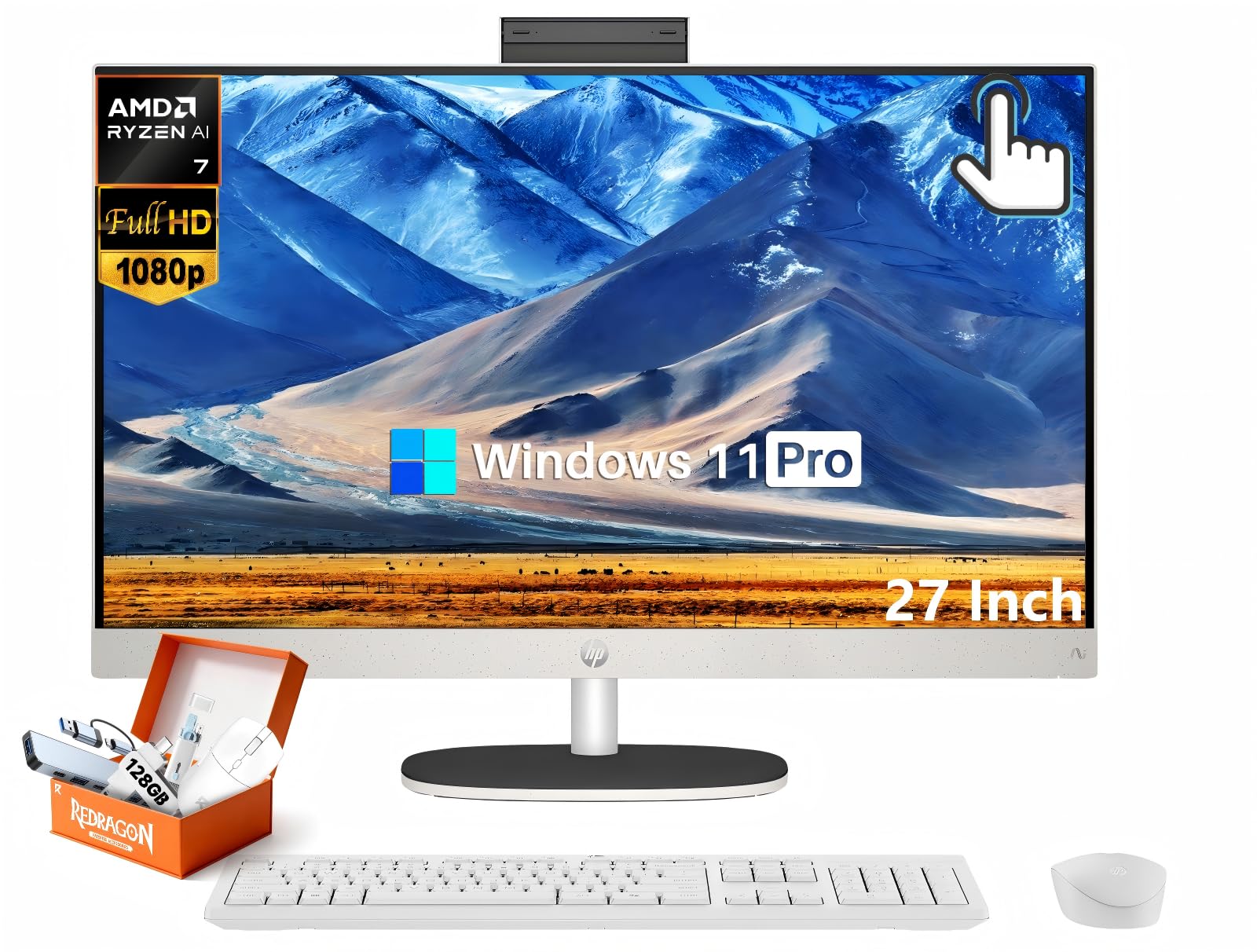 トップス PC Amazon.com: HP All-in-One Desktop Computer 27 Inch Touchscreen